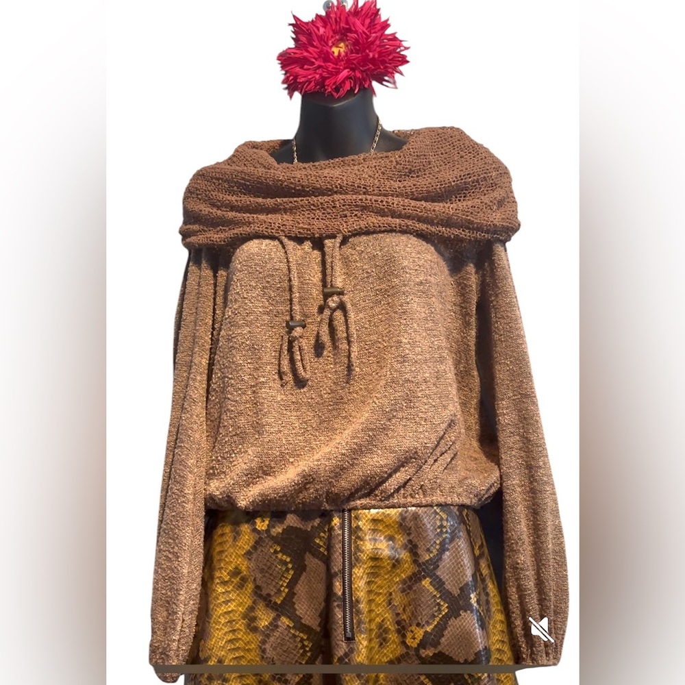 Ryu Brown Cowl Neck Turtleneck Sweater